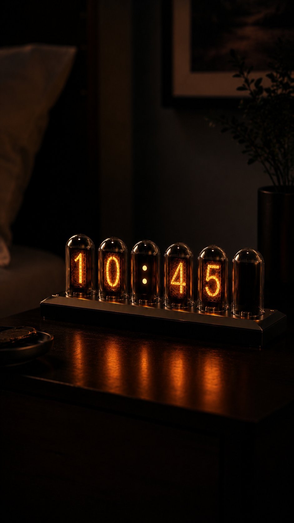VANTA RGB IPS clock glowing on a desk